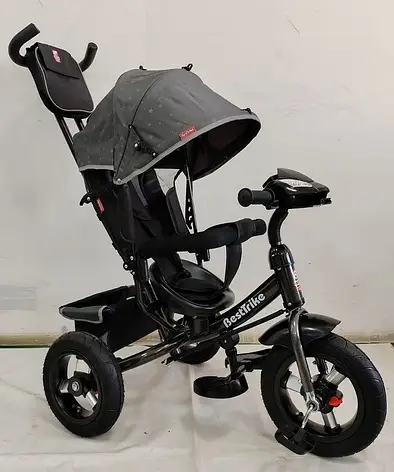 Велосипед триколісний дитячий з батьківською ручкою Best Trike 3390 / 38-104 (надувні колеса, USB, музика, світло, пульт), фото 1