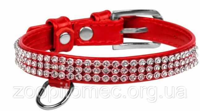 Нашийник Collar GLAMOUR зі стразами 12 мм довжина 21-29 см червоний