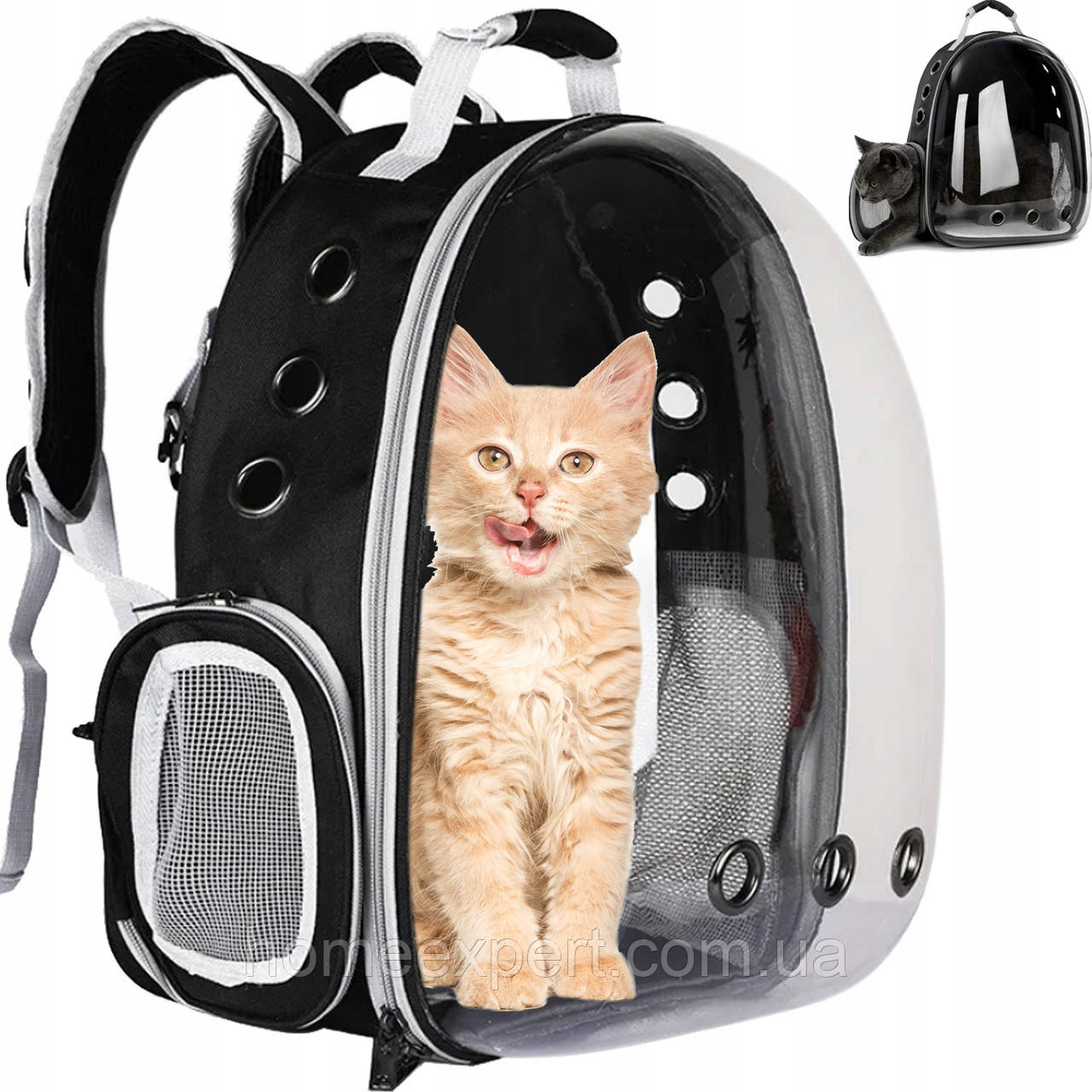 Рюкзак-переноска для кота  Purlov  чорний 23309