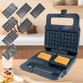 Вафельниця 7в1 Zepline ZP-806 2200W Мультимейкер зі змінними панелями для сендвічів пончиків гриль горішниця