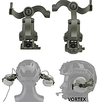 Крепление адаптер "Чебурашка" для активных наушников Олива, крепеж на шлем, крепление на шлем VORT