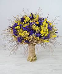 Букет сухоквіти натуральні жовто-синій H60см