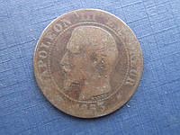 Монета 5 сантимов Франция 1853 ВВ Наполеон III