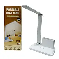 Светодиодная настольная лампа с аккумулятором + стакан для канцелярии Portable Desk LED Lamp Soft 302 60W