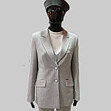 Піджак J. London жіночий класичний преміум довгий рукав на гудзиках 46 сірий, фото 3