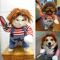 Косплей Чаки Костюм на Halloween Одежда для животных Праздничный костюм для маленьких средних собак и кошек М
