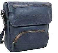 Кожаная мужская наплечная сумка Mykhail Ikhtyar Синий (45032 blue)