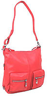 Женская кожаная сумка - рюкзак траснформер Giorgio Ferretti 34х31х12 см Коралловый (0329Q34 red)