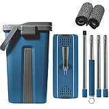 Комплект швабра з відром з автоматичним віджиманням Чудо швабра ледарка для прибирання Scratch Easy Mop Синя, фото 10