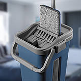 Комплект швабра з відром з автоматичним віджиманням Чудо швабра ледарка для прибирання Scratch Easy Mop Синя, фото 4