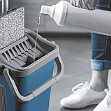 Комплект швабра з відром з автоматичним віджиманням Чудо швабра ледарка для прибирання Scratch Easy Mop Синя, фото 6