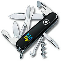 Складной нож Victorinox Climber Ukraine 91мм 14 функций Черный Трезубец сине-желтый (1.3703.3_T0016u)