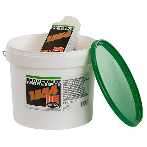 Двокомпонентний епоксидний-поліуретановий клей для паркету Mitol 1554 ( 15 кг ), фото 1