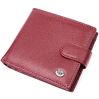 Компактный женский кожаный кошелек на много карточек бордового цвета ST 39