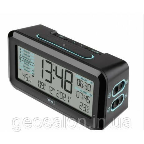 Будильник TFA "BOXX2" з термогігрометром, 138x52x72 мм (60256201GB), фото 1