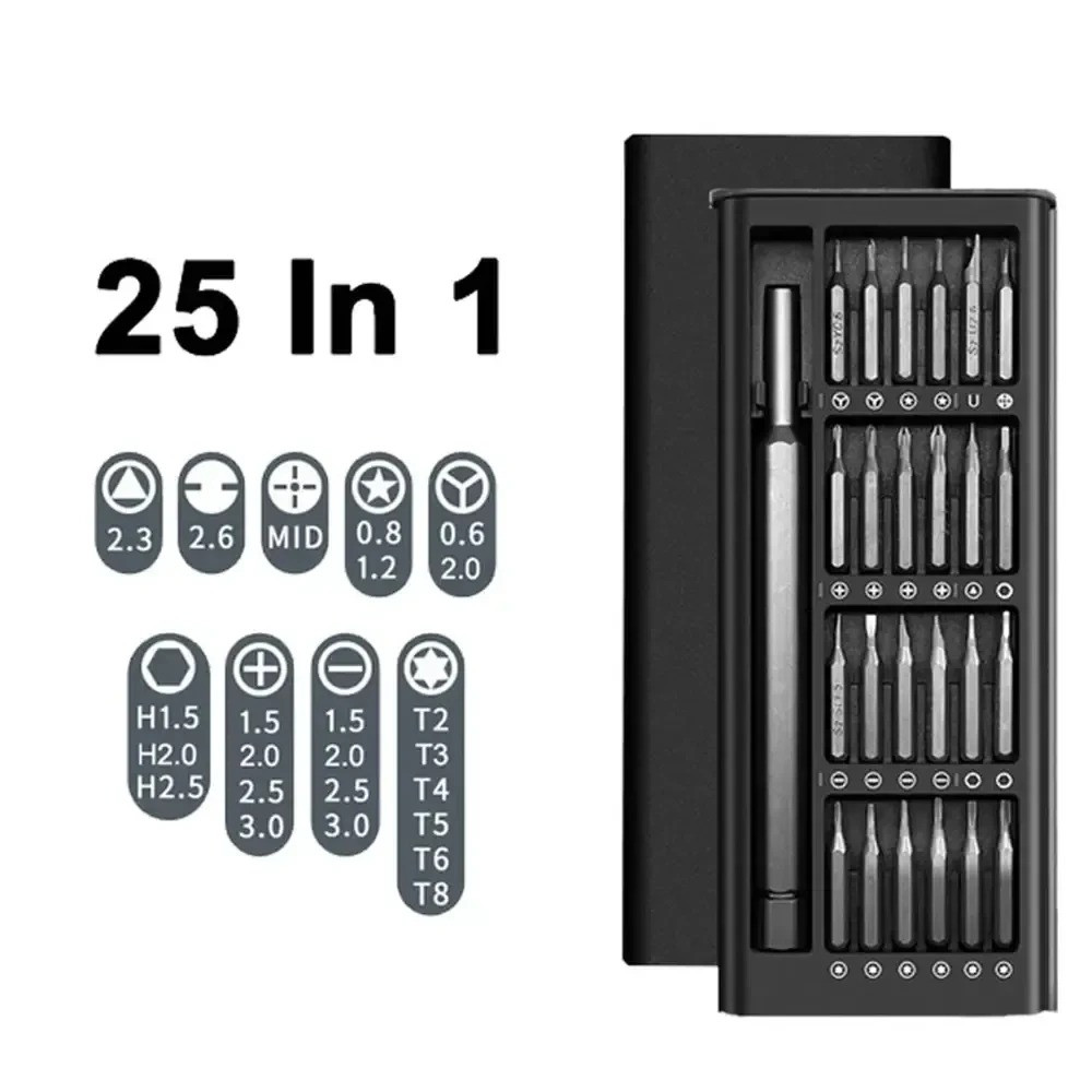 Набір викруток 25 в 1 Torx Hex Precision DIY з кейсом, магнітні біти, викрутки для ремонту телефонів