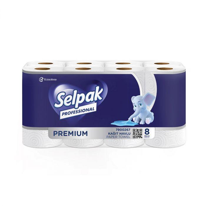 Рушники рулонні 3-шарові, білі, целюлозні Selpak Professional Premium (8 шт./уп.)