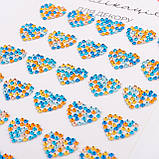 Аплікація SANTI зі страз самоклеючих Серця синьо-жовті 9х15 см, 40 шт, фото 2