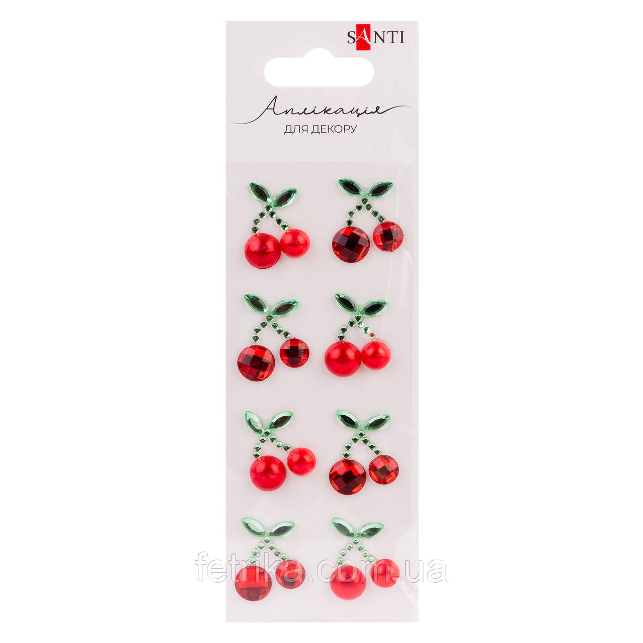 Аплікація SANTI зі страз самоклеючих Вишеньки 7х14 см, фото 1