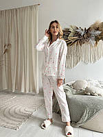 Женская муслиновая пижама для сна и отдыха в принт сердца красивая домашняя пижама для любимой девушки