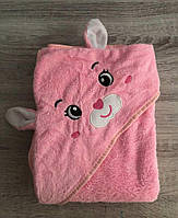 Полотенце уголок для купания новорожденных Милашка Микрофибра премиум розовый