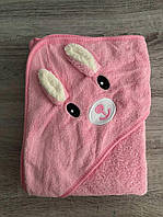 Полотенце уголок для купания новорожденных Милашка Микрофибра премиум розовый2