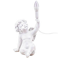 Декоративная настольная лампа в виде статуэтки "Белый ангел" из полистоуна высота 34 см