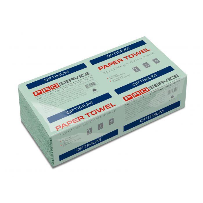 Рушники листові V-укладки, зелені, з макулатури OPTIMUM (160 шт./уп.)