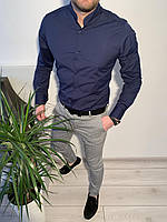 Модная классическая рубашка мужская однотонная, качественная стильная мужская рубашка с длинным рукавом M
