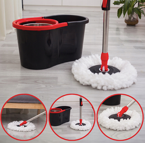 Комплект для прибирання Турбо швабра з відром Spin MOP 360, чорно-червоний, фото 4
