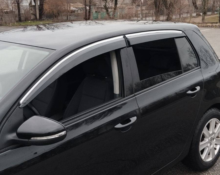 Volkswagen Golf 6 хетчбек - вітровики з хромом (4 шт., Sunplex Chrome)