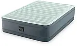 Надувне полуторне ліжко Intex 64904 Сіро-оливковий (137-191-46см) з вбудованим електричним насосом, фото 4