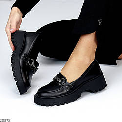 Класичні чорні шкіряні жіночі туфлі лофери натуральна шкіра колір на вибір