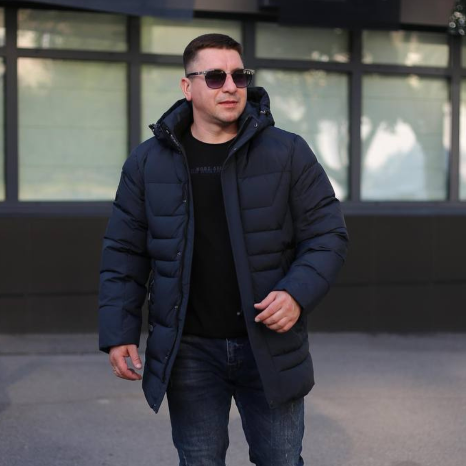 Подовжена чоловіча зимова куртка Black Vinyl С23-2237С, фото 1