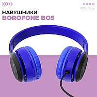 Проводные наушники BOROFONE BO5 с активным шумопоглощением, TF картой, AUX режимом и 5 часов музыки Синий