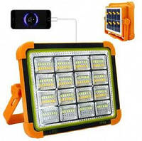 Фонарь прожектор с солнечной панелью 20000 mAh 250 W Power bank Solar D9 оранжевый