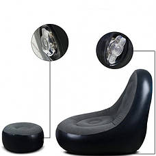 Надувний диван-крісло з пуфиком для ніг Air Sofa з насосом (сірий), фото 6