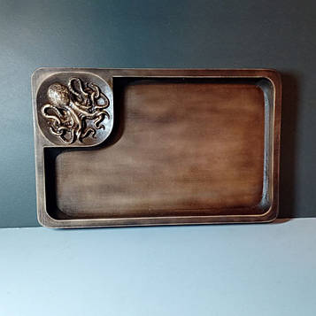 Дерев'яний піднос для суші з восьминогом Розмір 12 х 19 см. Код/Артикул А1012