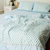 Комплект детского постельного белья Ранфорс Глитер «Shine Blue», светло-голубой, голубой, горошек