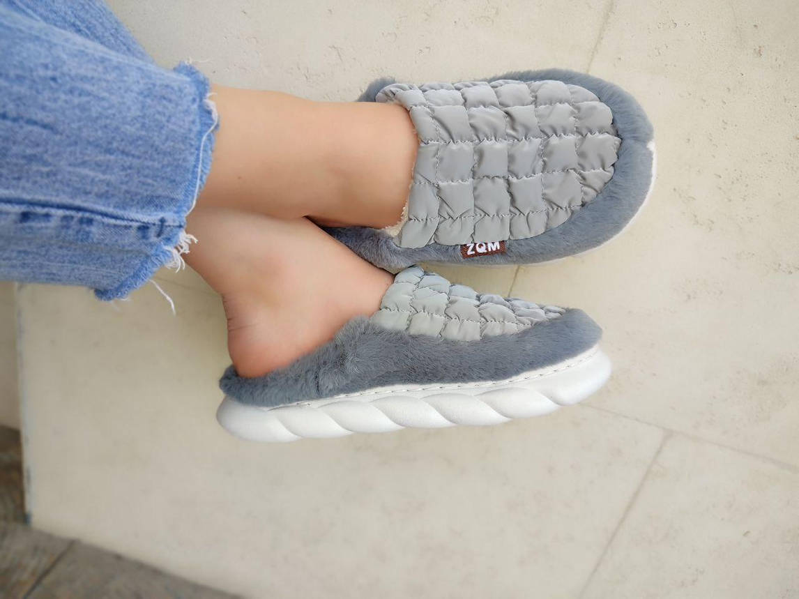 Жіночі домашні капці з закритим носком zqm GREY Сірі, фото 1