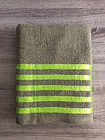 Полотенце махровое Атлас хлопок банное сауна 70х140 Рушник для тіла зеленовато-серый