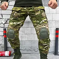 Тактические штаны с наколенниками Attack, Мультикам. Военные штаны софт шелл мультикам, с наколенниками