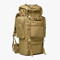 Рюкзак туристический однотонный с множеством карманов AOKALI Outdoor A21 65L Sand (5363-42871)