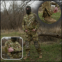 Комплект убакс штаны с наколенниками Tactical мультикам, рубашка и брюки военный костюм, форма мультикам