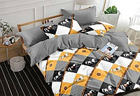 Комплект постельного белья из 100% сатина люкс с компаньоном Лошадки серый/желтый S490 Двуспальный