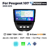 Штатная магнитола Peugeot 107, Toyota Aygo, Citroen C1 (2005-2014) M700 (8/128 Гб), HD (1280x720) QLED, GPS +