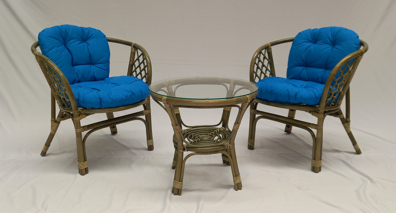 Комплект ротанговой мебели Cruzo Багама тераса-сет летеные кресла с кофейным столиком в цвете темно-оливковый
