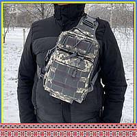 Тактический однолямочный рюкзак штурмовой военный 9 л с системой M.O.L.L.I (ta9-pixel)