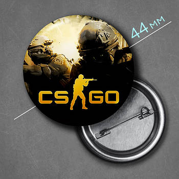 "Контр страйк / CS GO" значок круглий на булавці Ø44 мм