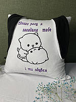 Декоративная подушка с ушками 40х40 см черно-белая